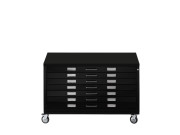 LOFT| Draftech - Cassettiera A0  7 cassetti con ruote   Nero -Bianco