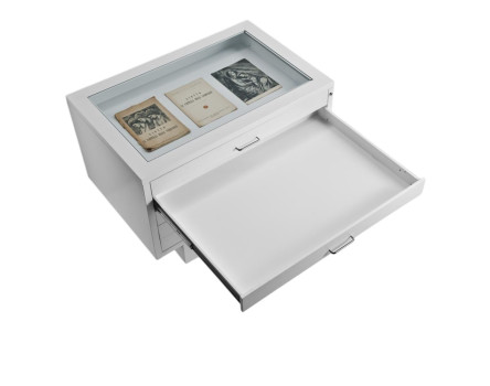 DOMUS | PLUS A1 5-Drawer Cabinet with Glass Top Black -White